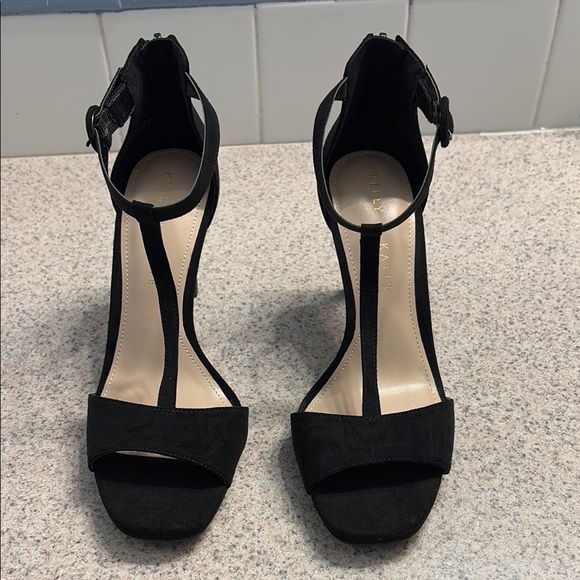 Kelly & Katie Shoes - Kelly & Katie Black Suede Heels with Ankle Strap